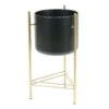 Modern Planter Gold Stand Black Pot 9.5"