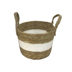 10" Basket Planter With White Rope
