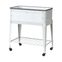 Elevated Tub Planter With Wheels-White